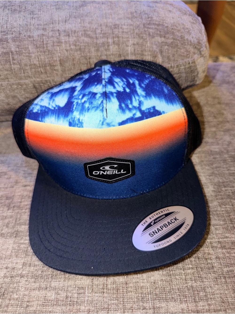 O’Neill Sunset Palm Trucker Snapback Hat Blue Orange Mesh OS New